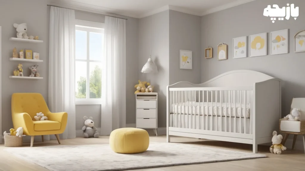 رنگ اتاق نوزاد چی باشه؟ روانشناسی رنگها برای نینیها 5 Pastel Yellow + Light Gray رنگ اتاق نوزاد