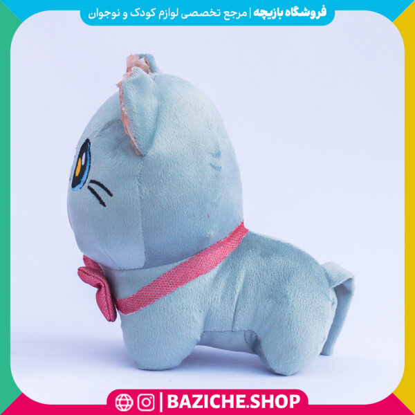 عروسک گربه پاپیون دار طوسی