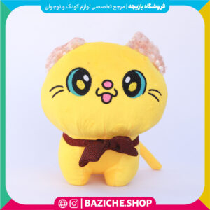 عروسک گربه پاپیون دار زرد