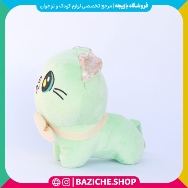 عروسک گربه پاپیون دار سبز