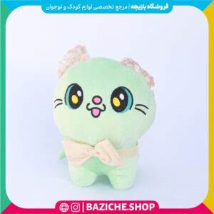 عروسک گربه پاپیون دار سبز