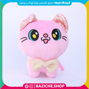 عروسک گربه پاپیون دار صورتی