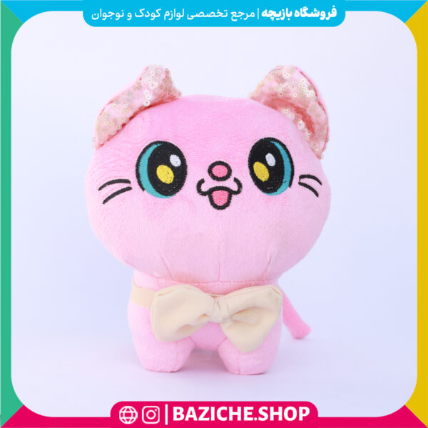 عروسک گربه پاپیون دار صورتی