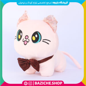 عروسک گربه پاپیون دار کرمی