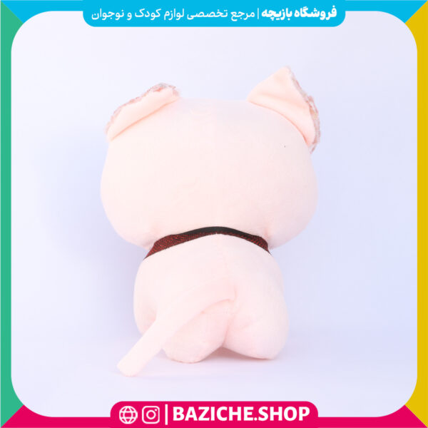 عروسک گربه پاپیون دار کرمی